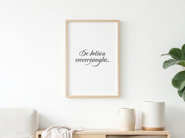 Kalligrafisk veggkunst med et sitat på fin hvitt papir